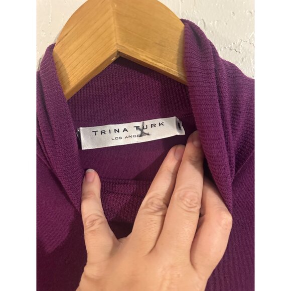 Trina Turk Los Angeles Purple Turtleneck 100% Wool Sweater Top - Picture 7 of 9